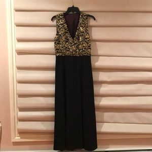 Tailored Vintage Gold Sequin Dress - Black Fabric